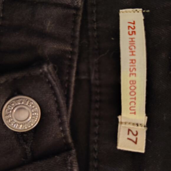 Levi’s 725 High Rise Bootcut Jeans — Size 27x26, Black, Premium Tab - Picture 4 of 6